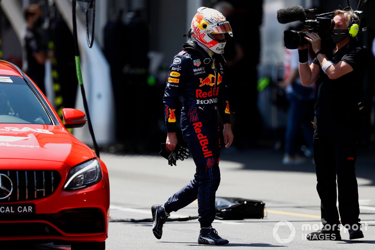 Max Verstappen, Red Bull Racing, after his crash in FP3