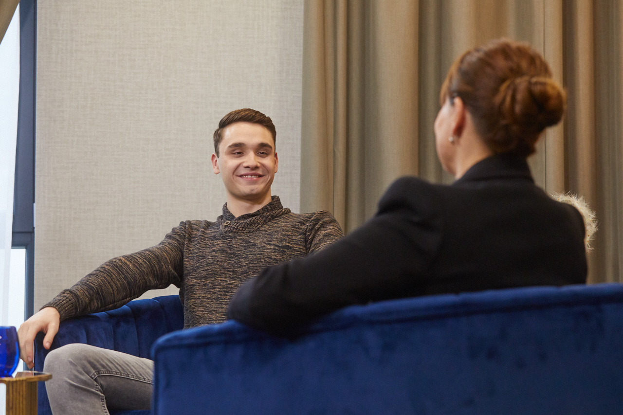 A képen Milák Kristóf a Csisztu Sport Cast forgatásán. Fotó: Lékó Tamás/CSC