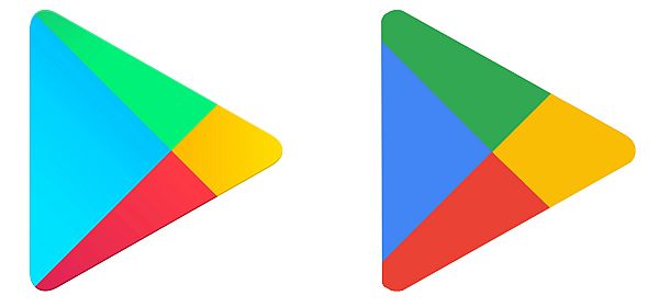 Balra a régi, jobbra az új Play Áruház (Google Play) logó